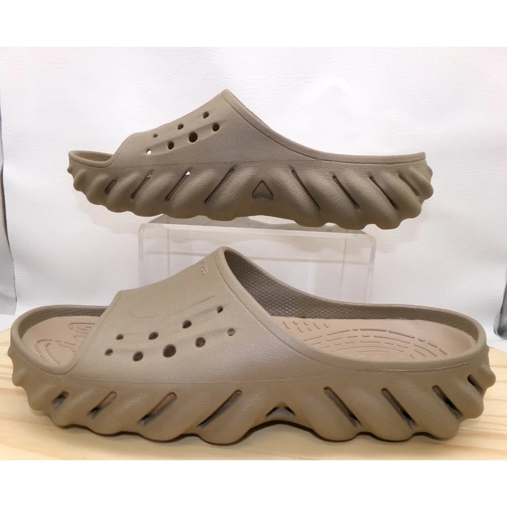 Crocs Echo Slide Sandals Mens Light Brown Size 14 Slip On Comfort Casual Sporty